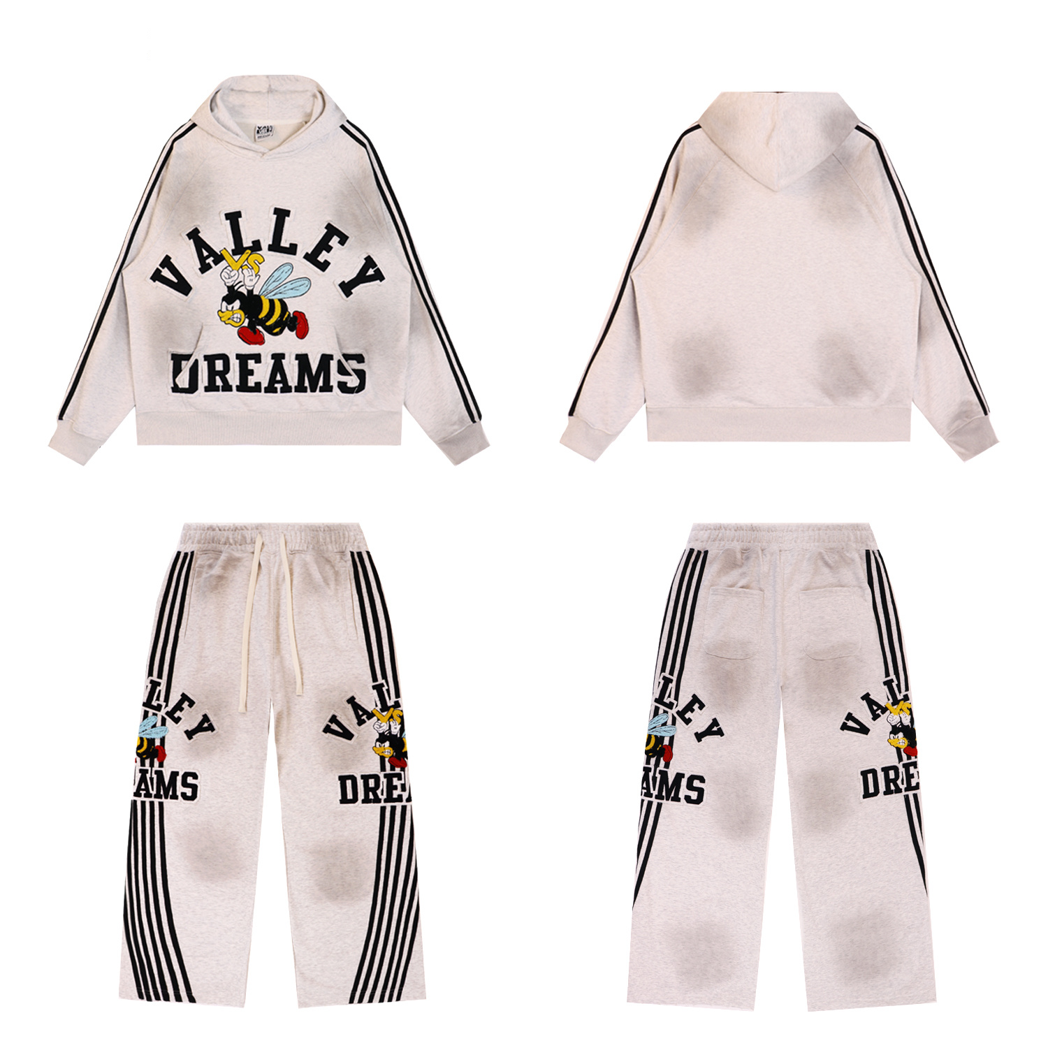 Valley Dreams Bee Graphic Tracksuit – Cream Black Valley Dreams Bee Graphic Tracksuit – Cream Black